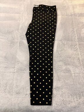 NWOT Old Navy Pixie Pants 18 Long Black Metallic Gold Polka Dot